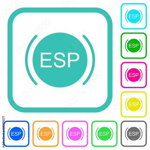 Car electronic stability program indicator vivid colored flat icons