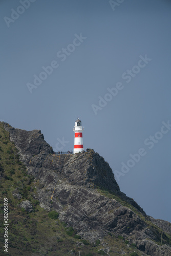 Cape Palliser lighthouse on the South Coast of the North island in the Wairarapa on a stormy day