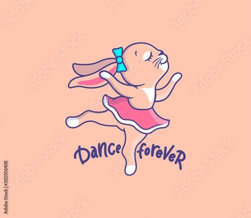 The cute girl bunny dancing. A Little cartoonish animal
