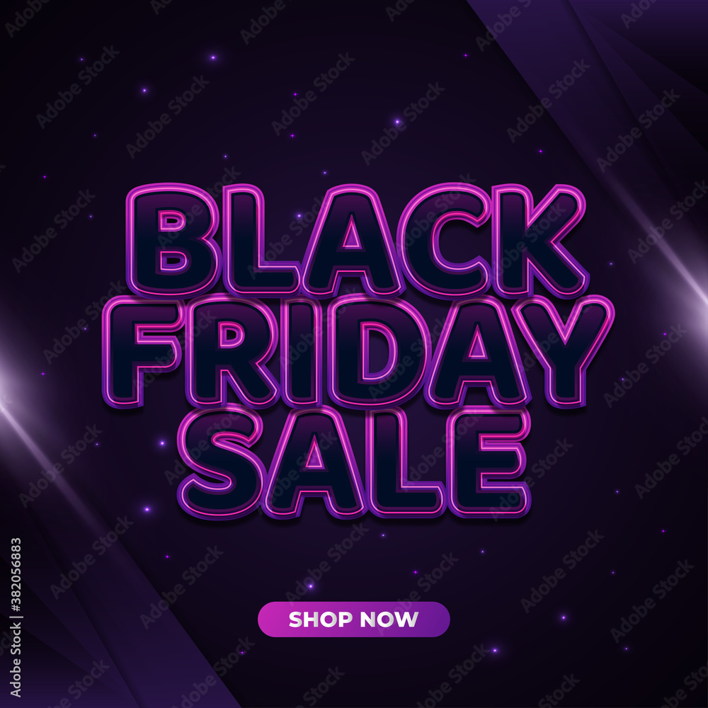 Black Friday sale banner with 3d elegant text on dark background