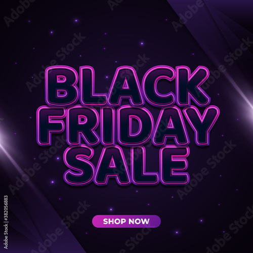 Black Friday sale banner with 3d elegant text on dark background