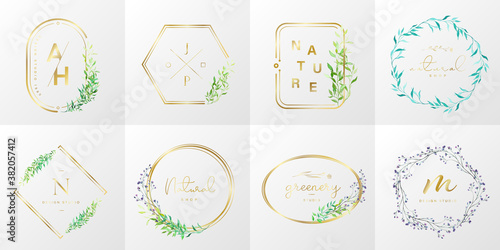 Set of natural and organic logo in modern design. Natural logo for branding, corporate identity, packaging and business card.