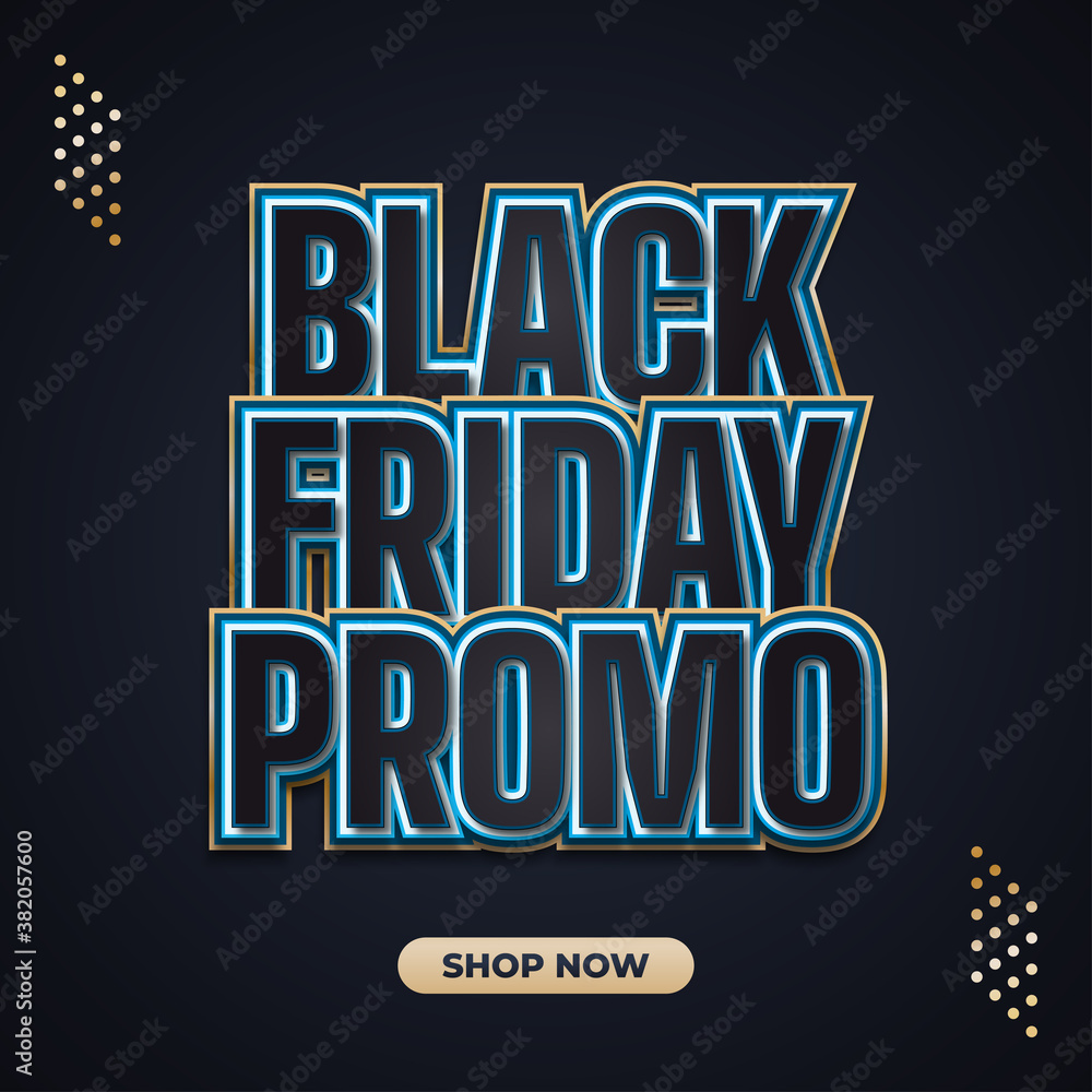 Black Friday sale banner with 3d blue text on dark background