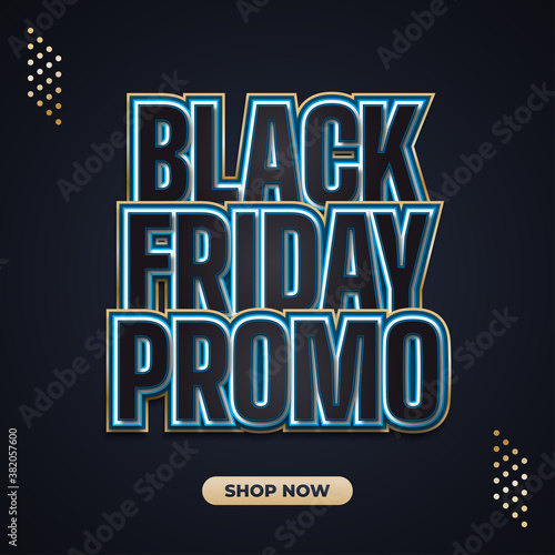 Black Friday sale banner with 3d blue text on dark background