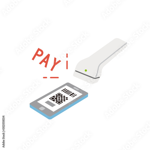 キャッシュレス：QRコードで支払い 2（主線なし）