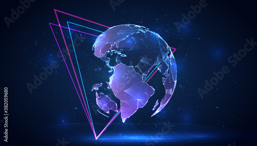 vector 3d from triangular polygons on a blue background