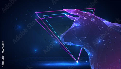 vector 3d from triangular polygons on a blue background