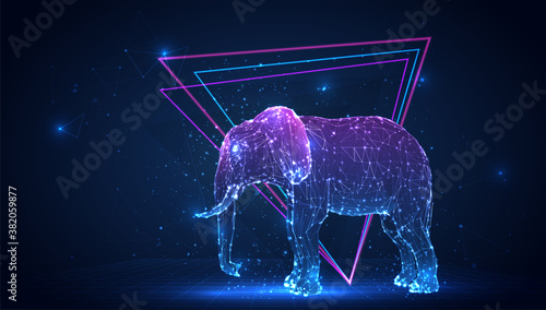 vector 3d from triangular polygons on a blue background