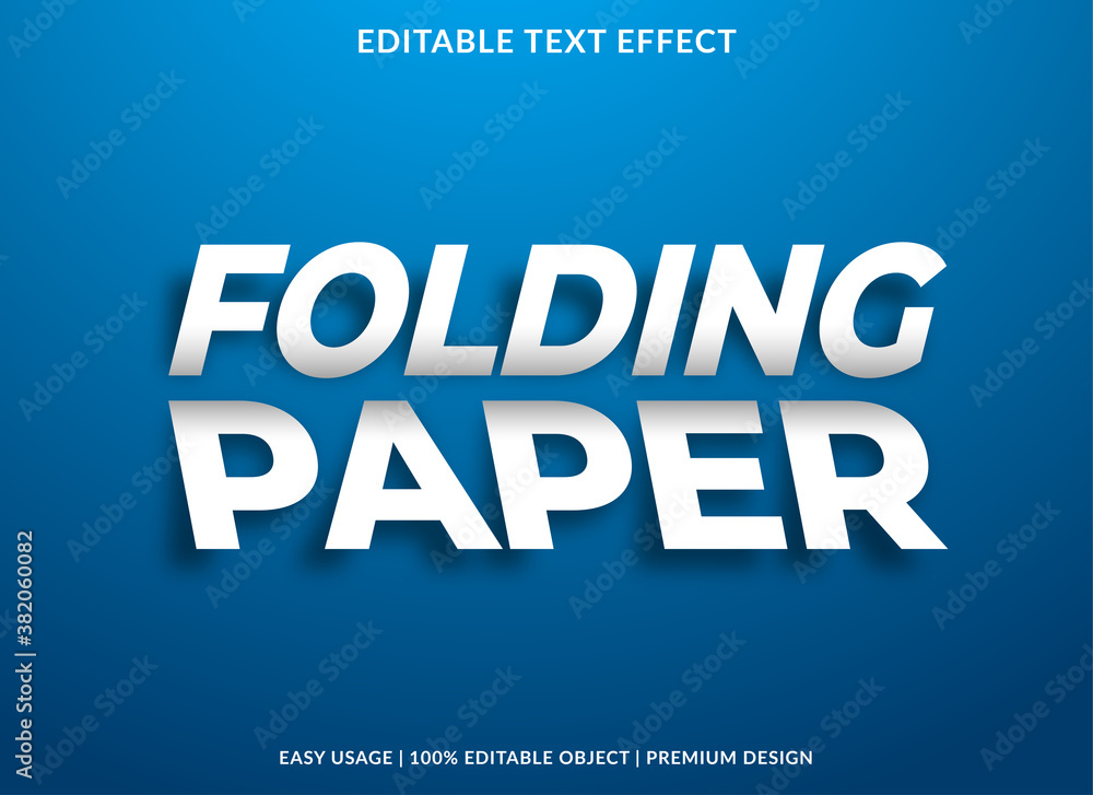 folding paper text effect template with realistic and bold style use for brand tagline or product logo