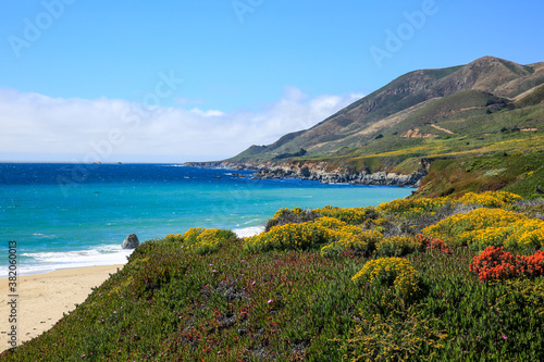 Garrapata Beach at Garrapata State Park, Monterey County. California State Route 1 is a major north–south state highway that runs along most of the Pacific coastline of the U.S. state of California. 