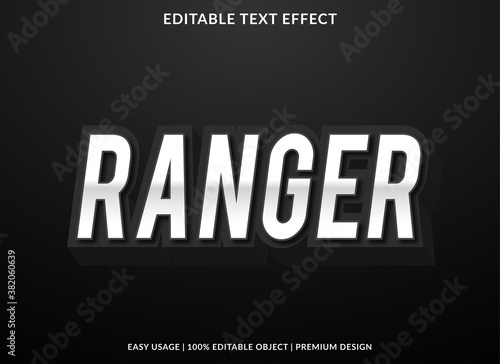 ranger text effect template with sans and bold style use for brand tagline or product logo