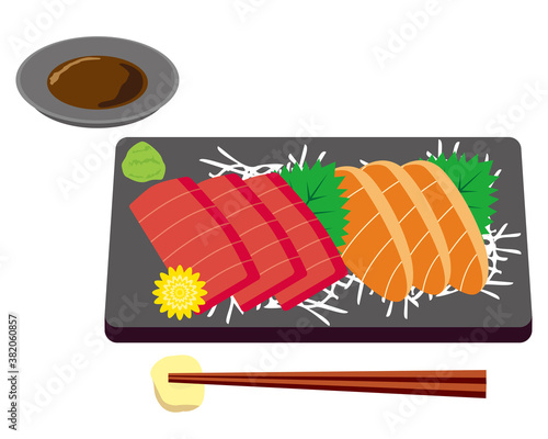 鮪とサーモンの刺身のベクターイラスト