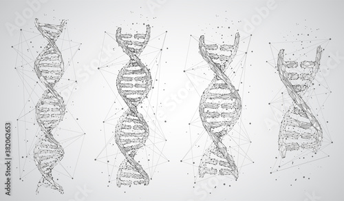 vector dna spiral made of polygons and dots
