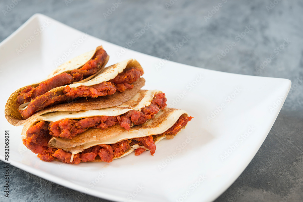 Sobrasada and crepe typical mallorca Sobrasada and crepe typical mallorca