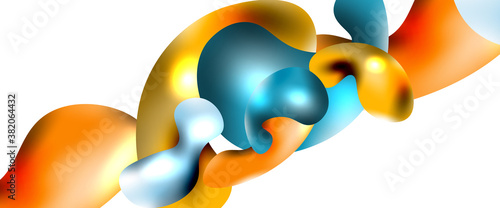 Bubbles abstract background. Liquid splashes on white vector template