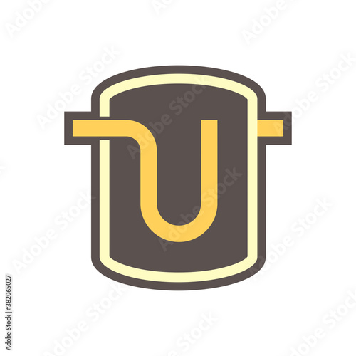 Receiver or drier icon. Device is a filter system for dry or remove moisture and water from refrigerant and act as an accumulator or reservoir to store excess coolant in air conditioning HVAC system.