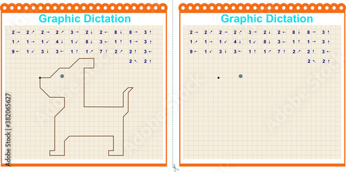 Copy the graphic image. Draw a dog. Worksheet for children Fototapet
