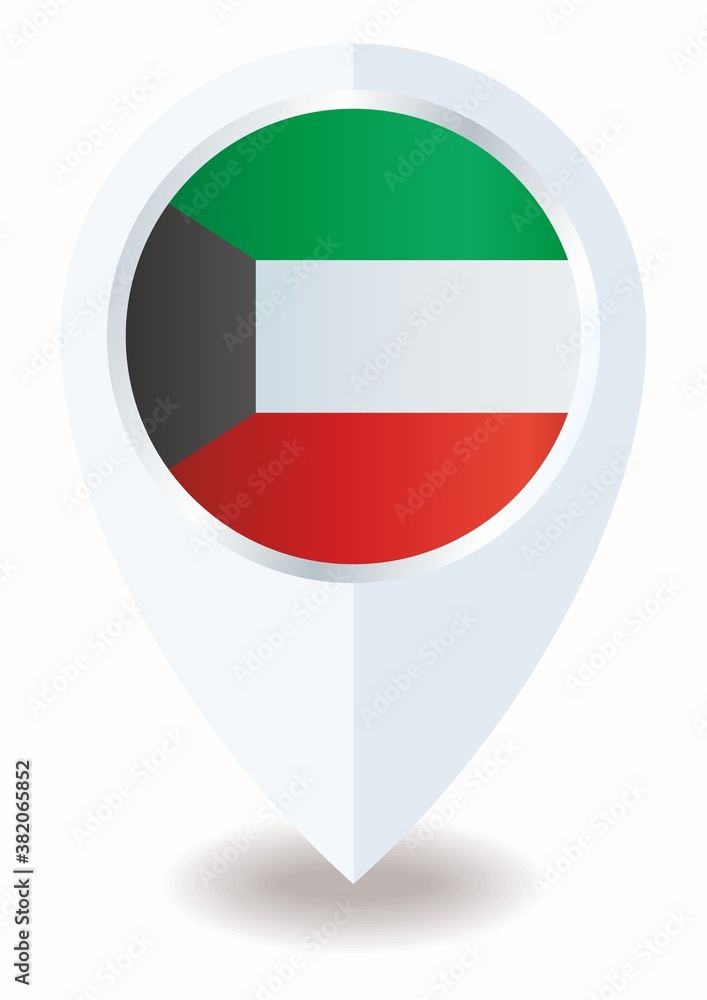 Flag of Kuwait, location icon for Multipurpose, State of Kuwait. Flag of Kuwait, location icon for Multipurpose, State of Kuwait.