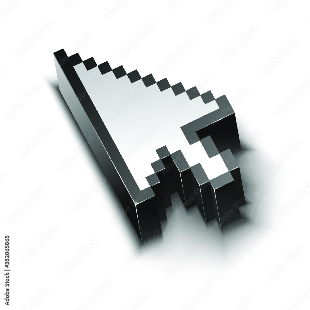 vector 3d style cursor, pixel art style, isolated vector illustration