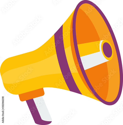 Advertising business concept. Huge megaphone. Promotion of goods and services for potential customers, target audience. Flat vector cartoon illustration.