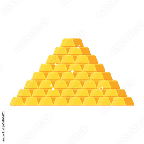 Gold ingots isolated on white background.