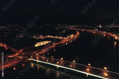 Aerial Townscape of Saint Petersburg City at Night. Kalininsky District © K-VV