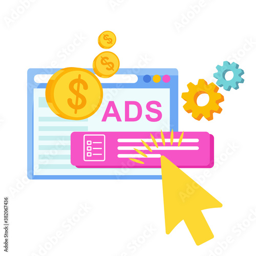 Pay per click infographics pictogram. Internet advertising model.