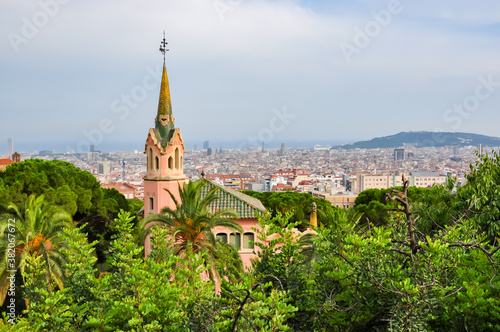 Gaudi House Museum in Guell park, Barcelona, Spain