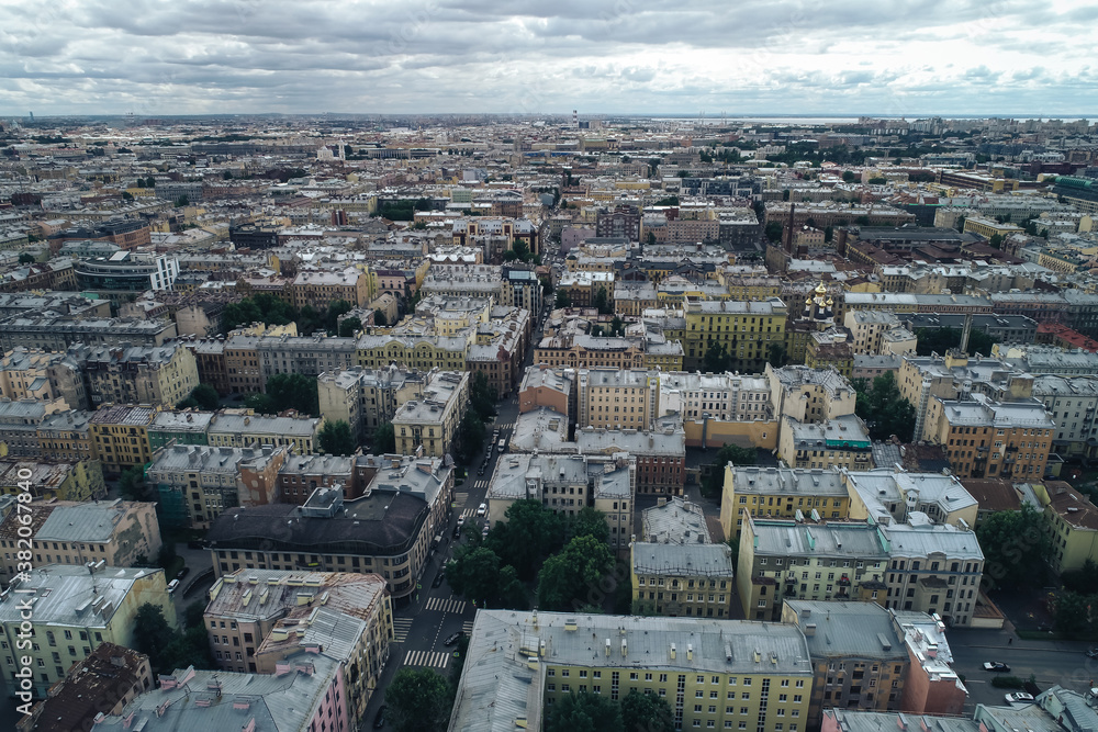 Fototapeta premium Aerial Townscape of Saint Petersburg City. Petrogradsky District