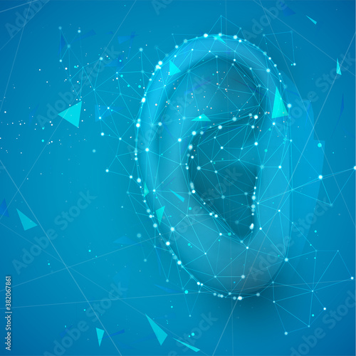 vector human ear. hearing treatment, plastic surgery, implantation