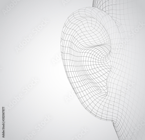 vector human ear. hearing treatment, plastic surgery, implantation