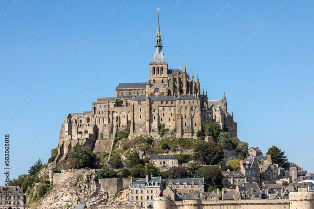  Mont-Saint-Michel, island with the famous abbey, Normandy, France