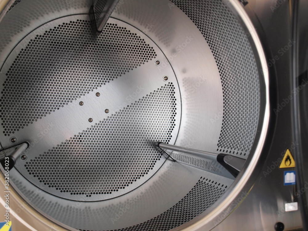 Inside A Tumble Dryer. The drying tank is made of perforated stainless ...