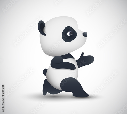 Fototapeta Naklejka Na Ścianę i Meble -  vector cute panda goes in for sports isolated on white background