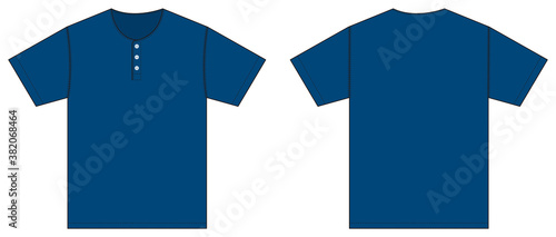 Short-sleeve shirt (Henry neck) template vector illustration photo