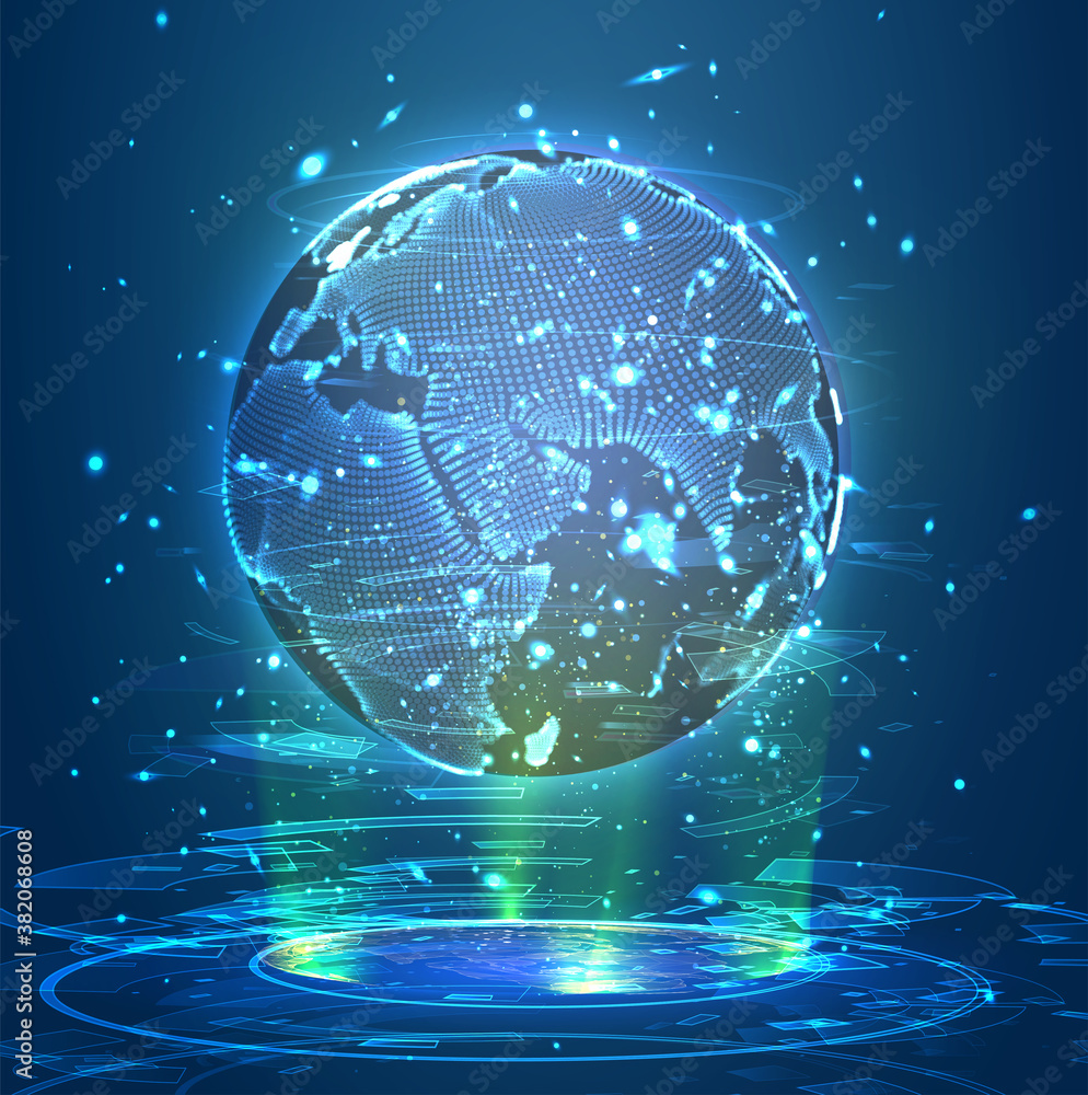 vector 3d virtual reality planet or hologram on dark background vector 3d virtual reality planet or hologram on dark background