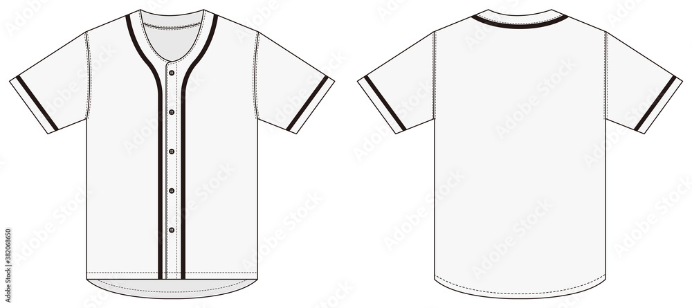 Jersey shortsleeve shirt (baseball uniform shirt) template vector illustration - obrazy, fototapety, plakaty 