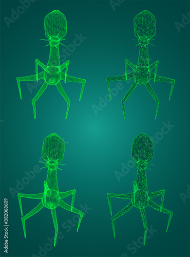 3d model of a bacteriophage, an artificial microorganism for the treatment of deadly diseases. future of medicine