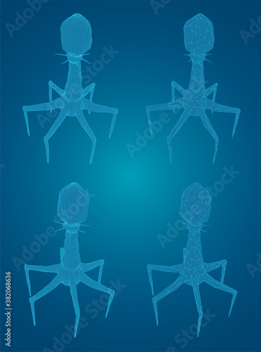3d model of a bacteriophage, an artificial microorganism for the treatment of deadly diseases. future of medicine