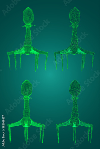 3d model of a bacteriophage, an artificial microorganism for the treatment of deadly diseases. future of medicine