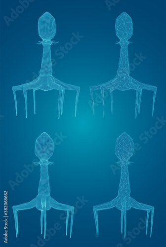 3d model of a bacteriophage, an artificial microorganism for the treatment of deadly diseases. future of medicine