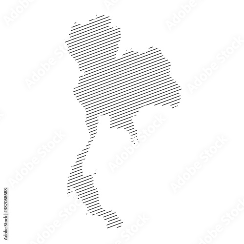 lines map of Thailand isolated on white background	
