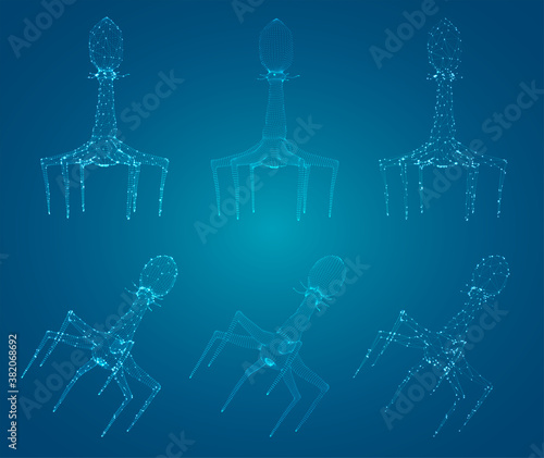 3d model of a bacteriophage, an artificial microorganism for the treatment of deadly diseases. future of medicine