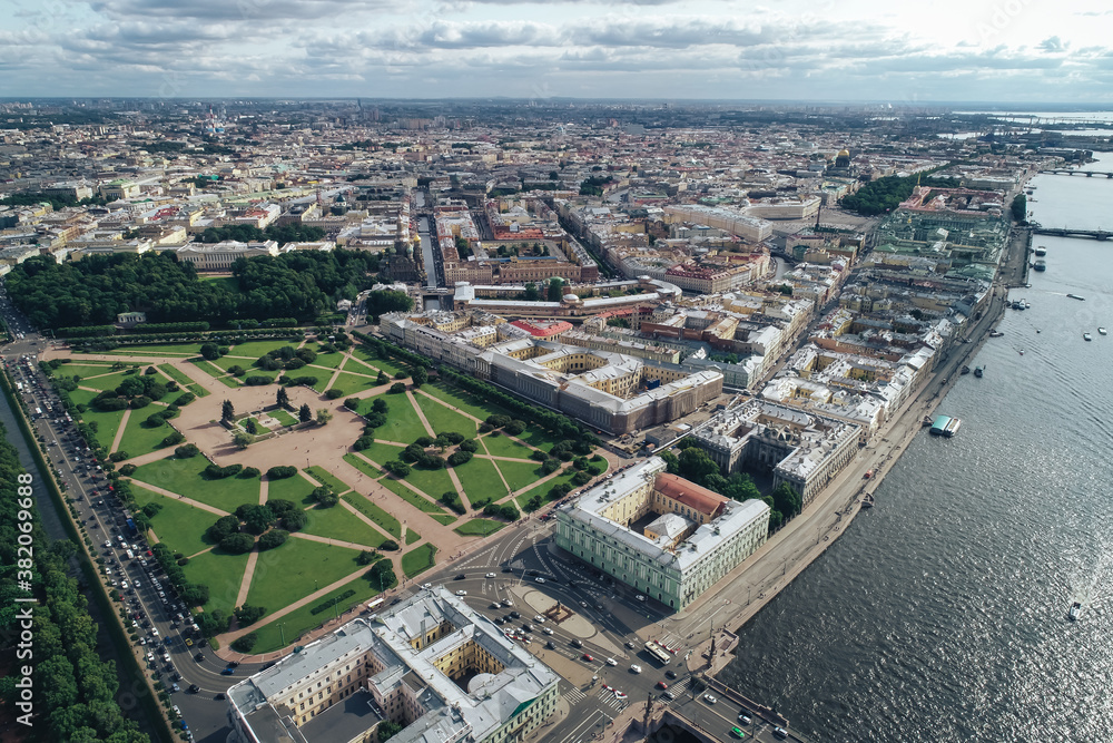 Obraz premium Aerial Townscape of Saint Petersburg City. Central District