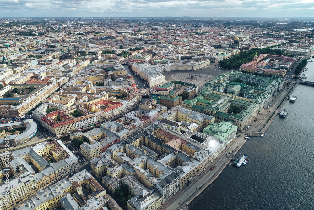Obraz premium Aerial Townscape of Saint Petersburg City. Central District