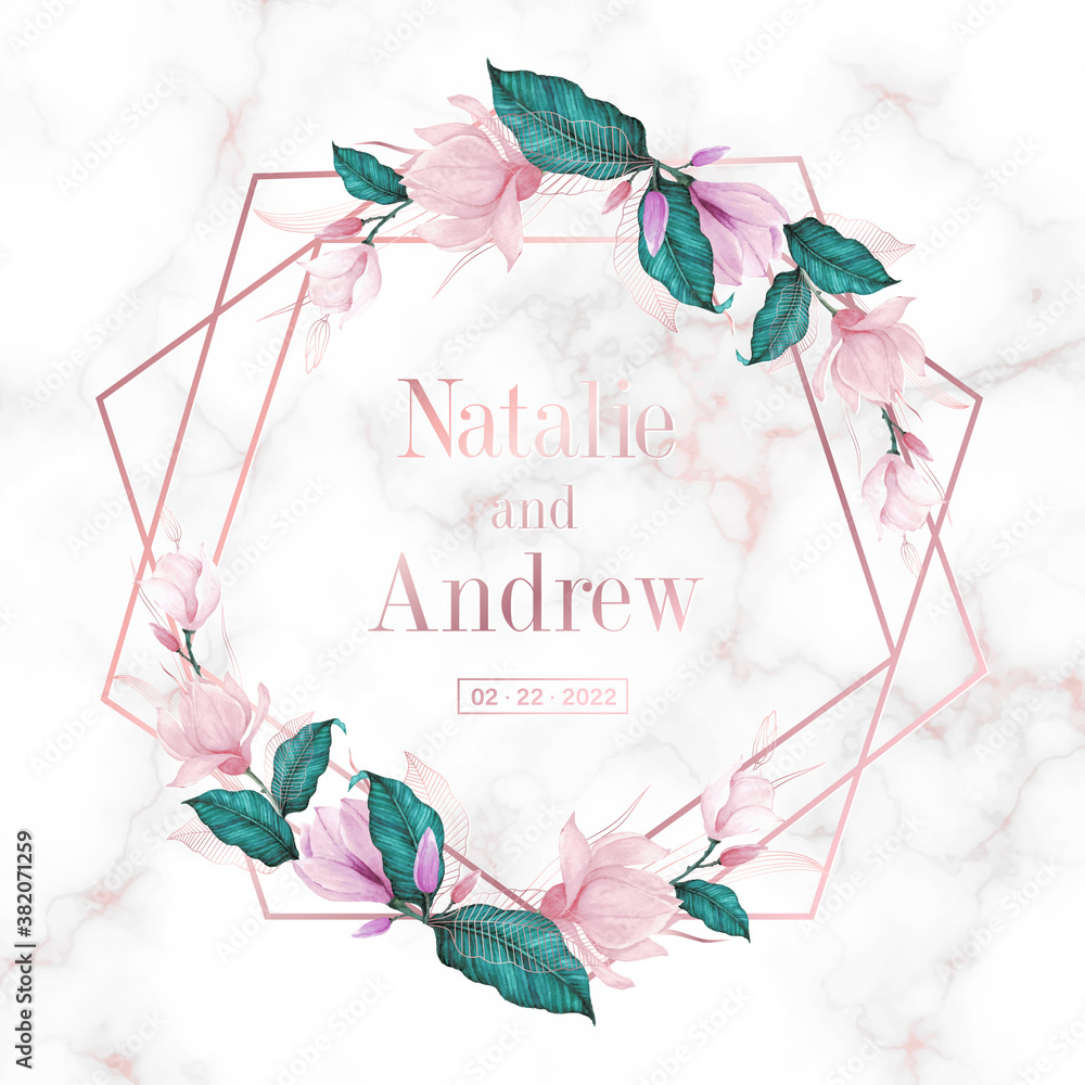 Wedding monogram logo design template. Watercolor floral frame for ...