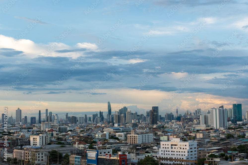 Bangkok City Skyline with modern buildings, Capital city of Thailand