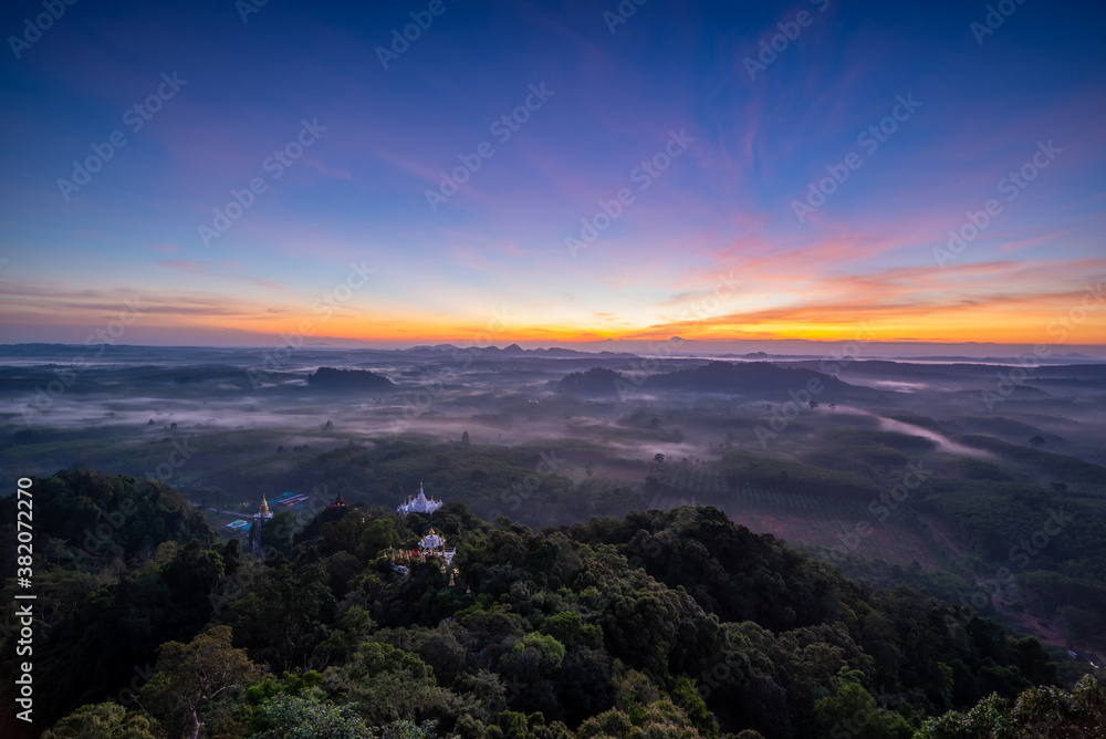Landscape of beautiful sunrise at Khao Na Nai Luang Dharma Park in Thailand