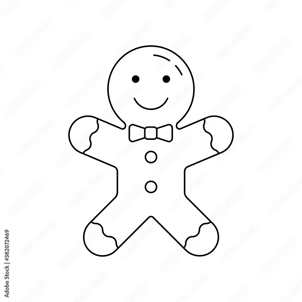 Gingerbread man outline icon. Christmas cookie or biscuit. Vector illustration. Gingerbread man outline icon. Christmas cookie or biscuit. Vector illustration.