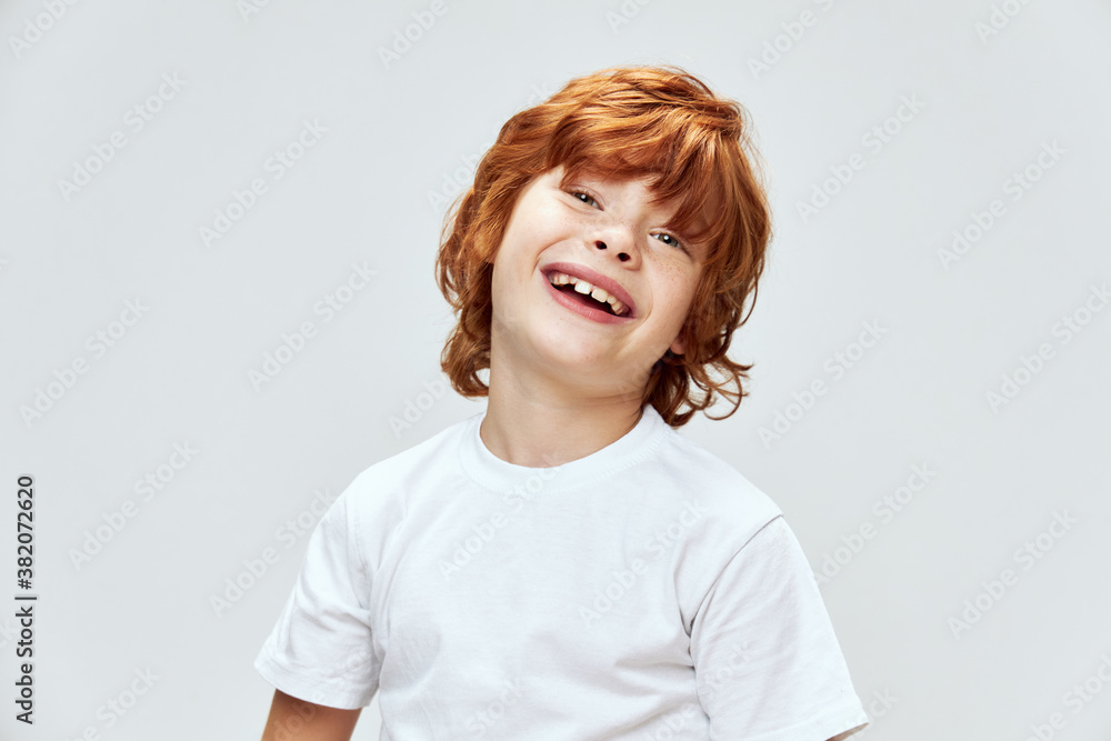 Fun mode boy tilted his head to one side wide smile cropped view Fun mode boy tilted his head to one side wide smile cropped view